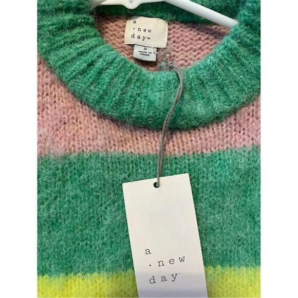 A New Day Women's Multicolor Striped Fuzzy Pullover Sweater Size S - Picture 6 of 8